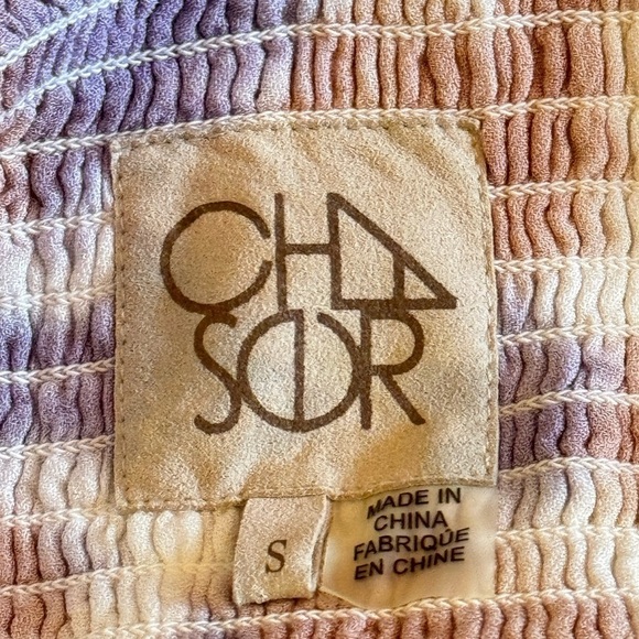 CHASER Small Top Smocked Double V Peasant Tie Dye Shirt Nice Condition! - Picture 6 of 8